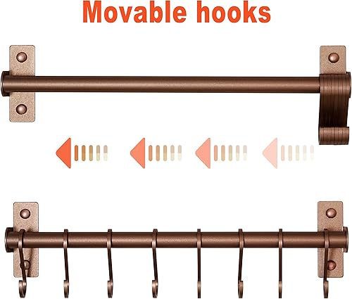 Miniatura 7 de Dseap Soporte para utensilios de cocina, soporte para ollas y sartenes montado en la pared, riel de cocina con 8 ganchos para colgar utensilios de