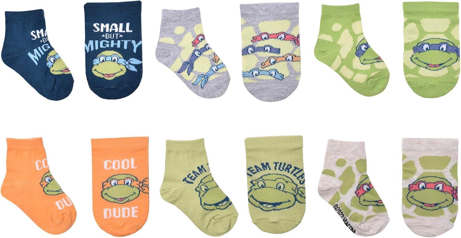 Teenage Mutant Ninja Turtles Boy's 6-Pack Team Ninja Quarter Socks, Navy, 2T-4T