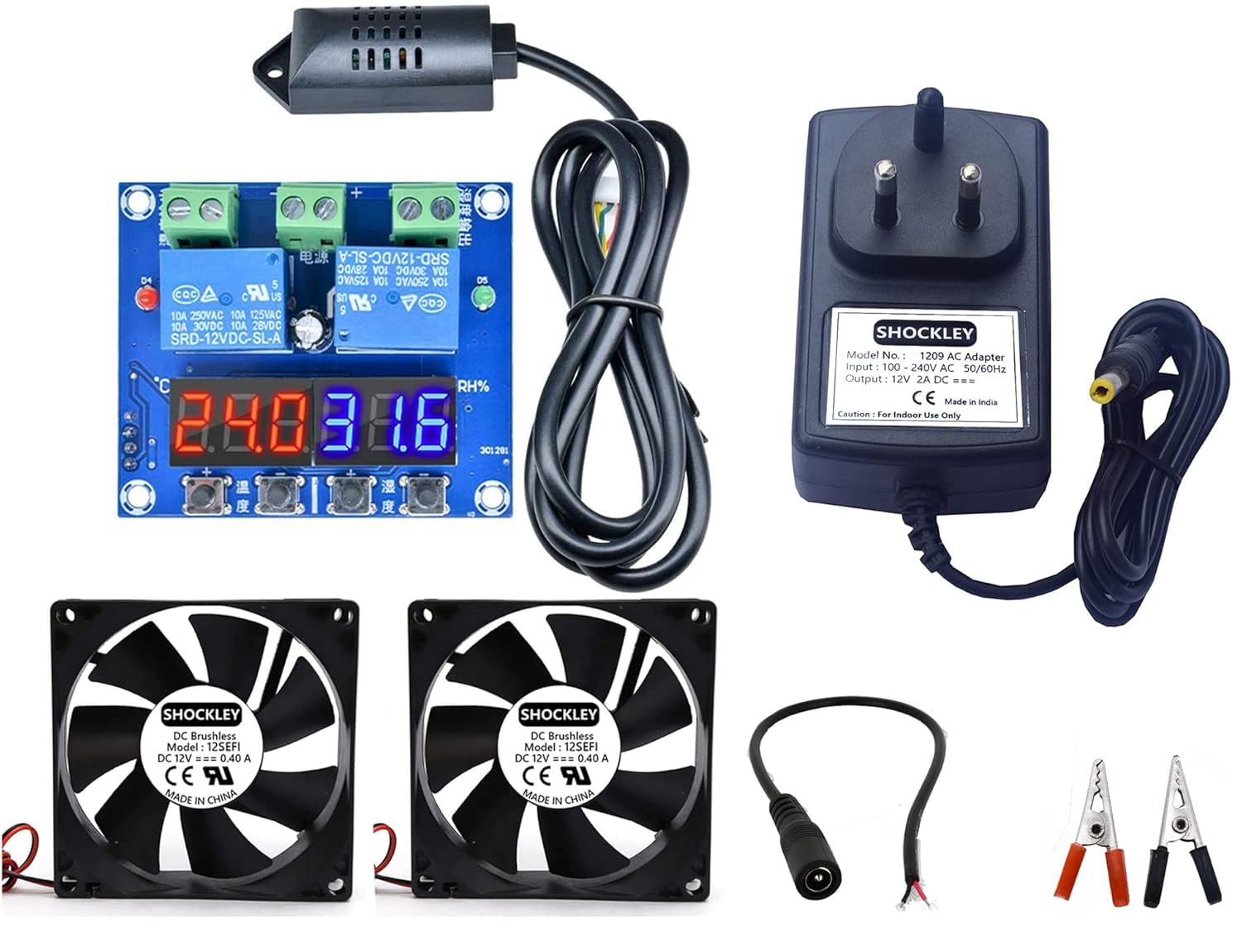 ROBOMALLS XH-M452 Thermostat Temperature Humidity Thermometer Hygrometer Controller Module + DC 12V LED Dual outputs + Digital Display (XH-M452 + 2 FAN)-image-33