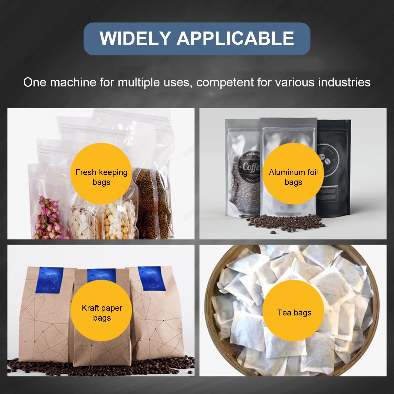 Sigillatrice a caldo portatile per sacchetti in Mylar, sacchetti di plastica, temperatura regolabile da 300 W, lunghezza della guarnizione 600 mm per snack di conservazione degli alimenti