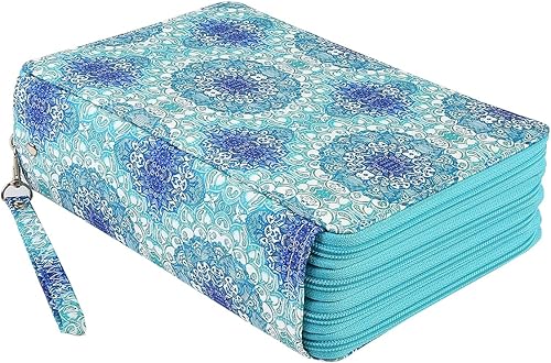 Lbxgap Estuche portátil con patrón de impresión a color con capacidad para 216 lápices organizador con práctico envoltorio portátil, soporte
