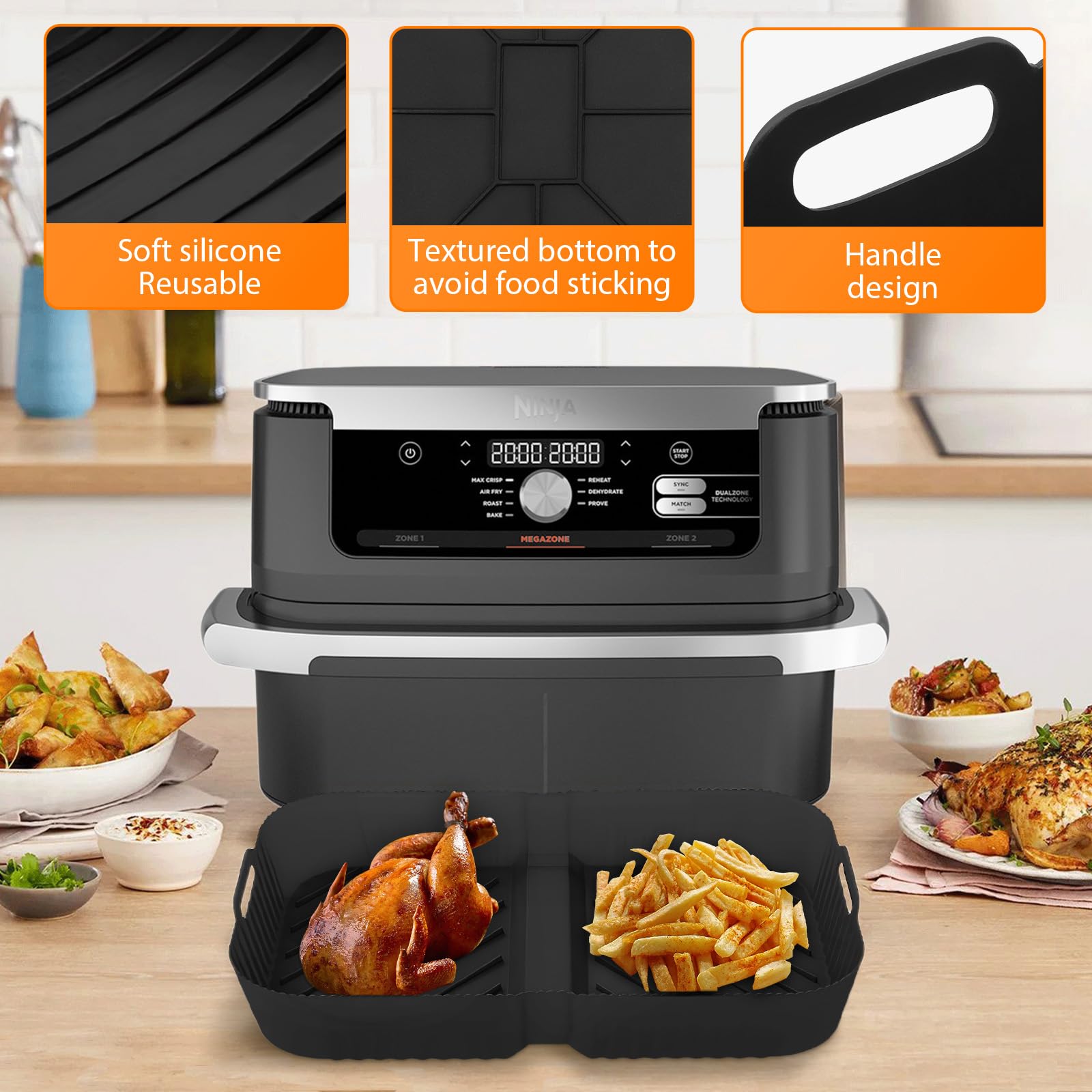 3 stampi Airfryer in Silicone per Ninja Foodi AF500EU 10,4 l, Accessori per Fryer Ninja