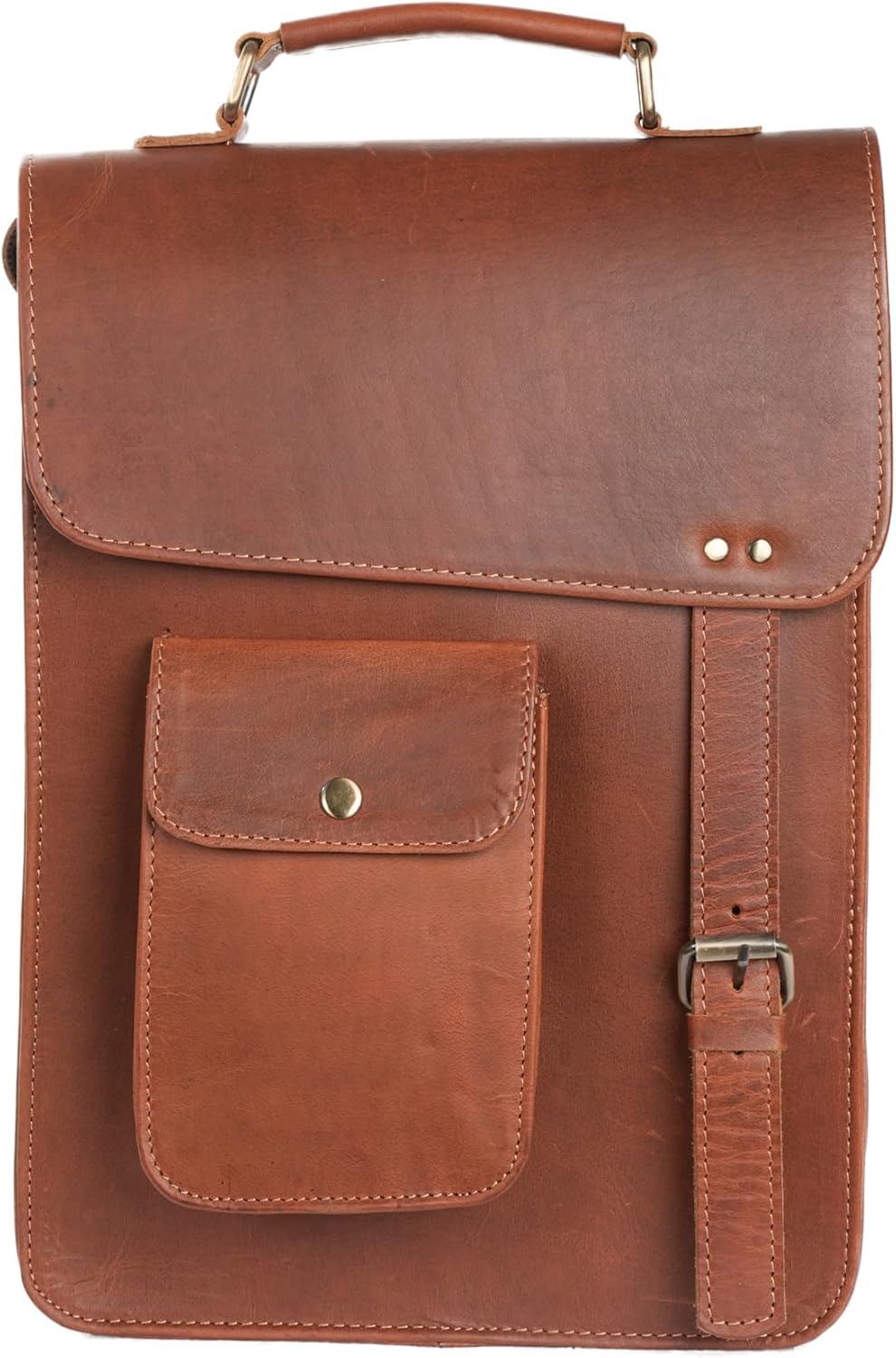 Handmade Leather Messenger Bag 13” Vintage Satchel with Front Pocket 100% Genuine Leather Shoulder Bag for Men & Women Fits iPad, Tablets, Notebooks, Travel Essentials
