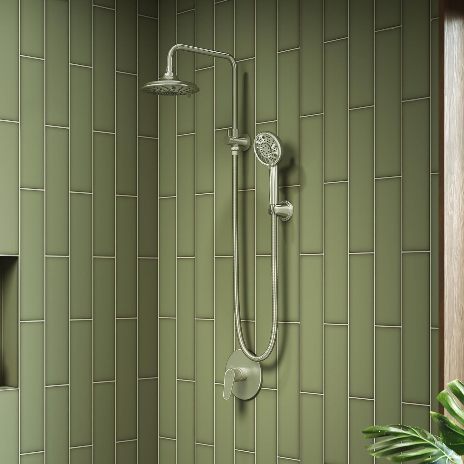 PULSE ShowerSpas 1071-BN Laguna Shower System with 8" Multi-Function Showerhead and 7-Function Hand Shower, Brushed Nickel