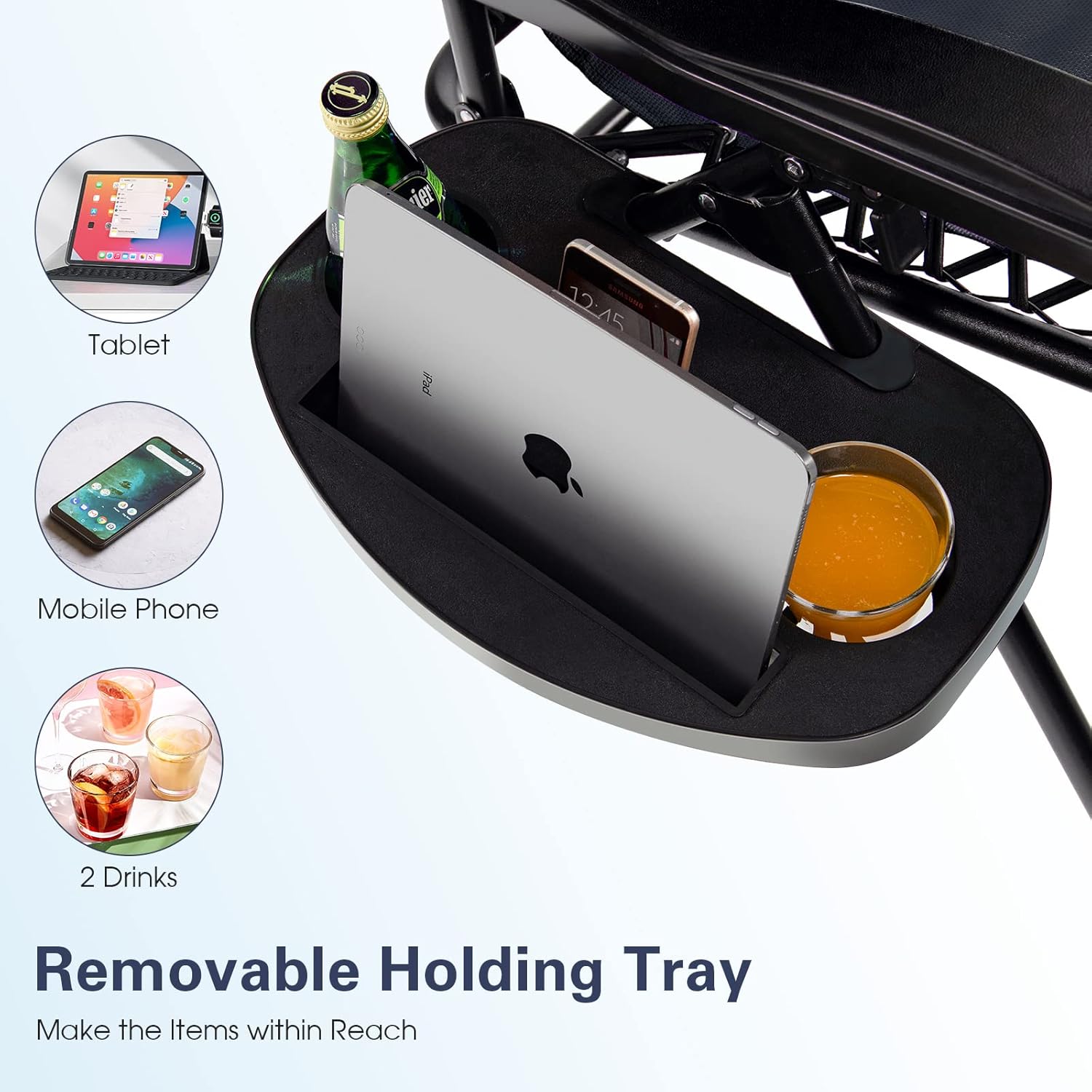 Goplus Zero Gravity Lounge Chairs, 160°Adjustable Folding Recliner w/Pillow and Cup Holder, 350LBS Comfy Outdoor Lounge Chairs for Patio, Lawn, Yard & Camp(Set of 2, Navy)