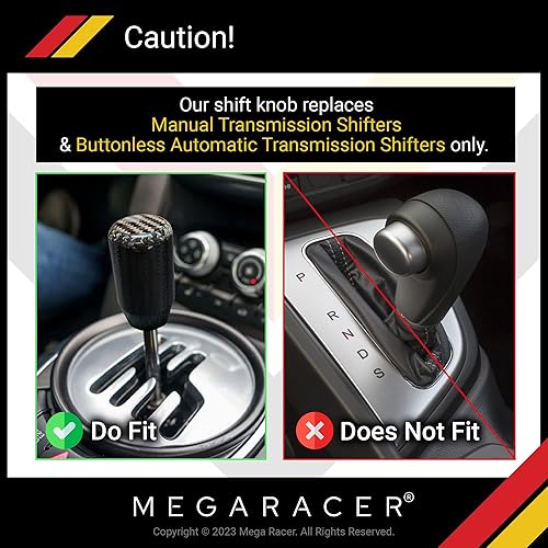 Miniatura 4 de Mega Racer Pomo de cambio de fibra de carbono real de 2.8", vehículos de transmisión manual de 4, 5 y 6 velocidades y automáticos sin botones, 100%