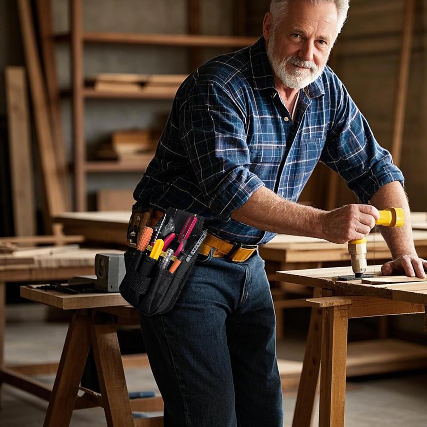 Small Tool Pouch with Belt Clip, Tool Pouch Holder,Multi Pocket Holster Organizer for Electrician Construction Maintenance,Durable Lightweight - Image 7