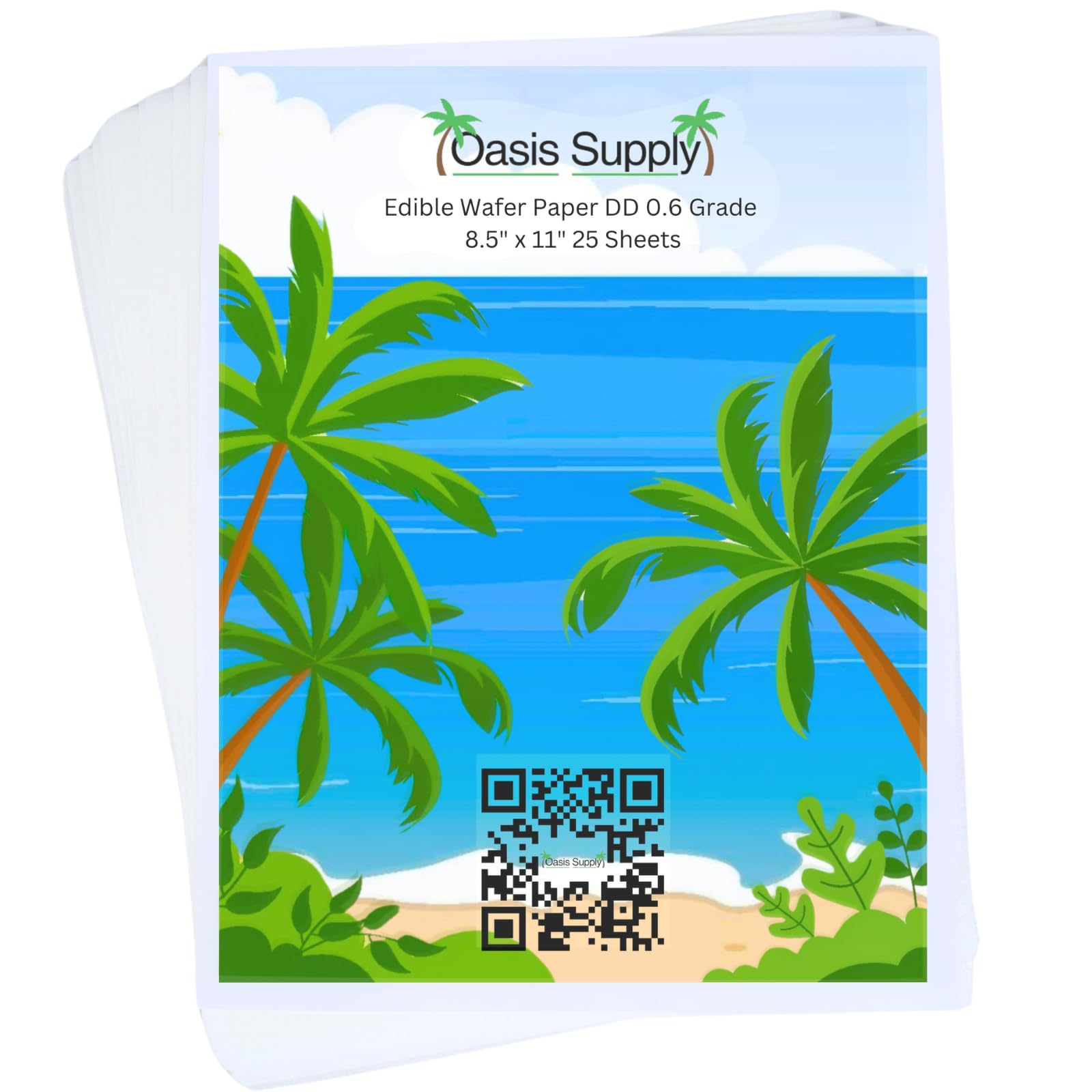 Oasis Supply Edible Rectangle Wafer Paper, 8 by 11-Inch, White, DD Grade Double Thick (25 Count)