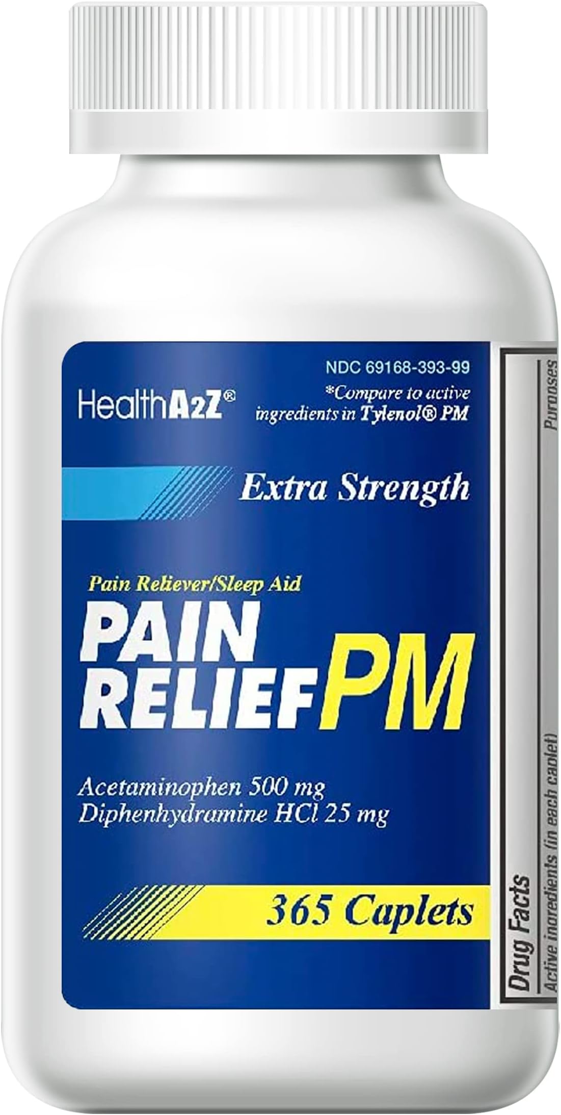 HealthA2Z® Extra Strength Pain Relief PM| Acetaminophen 500mg | Diphenhydramine 25mg | Pain Reliever & Nighttime Sleep Aid | (365 Count (Pack of 1))