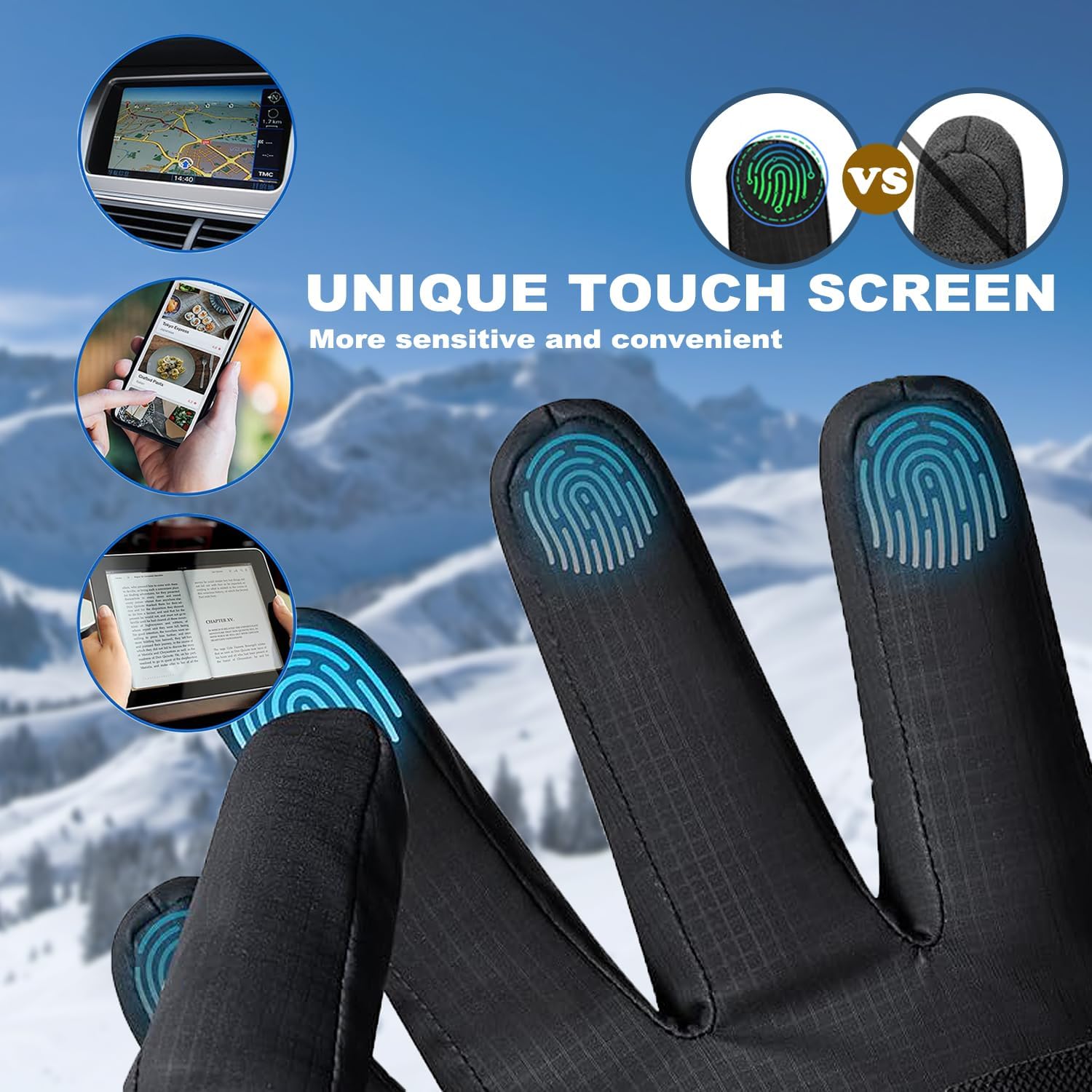 Winter Gloves for Men and Women, Thermal Touchscreen Warm Gloves with Windproof & Grip, for Running Cycling Skiing Hiking Driving Outdoor Sports - Image 5