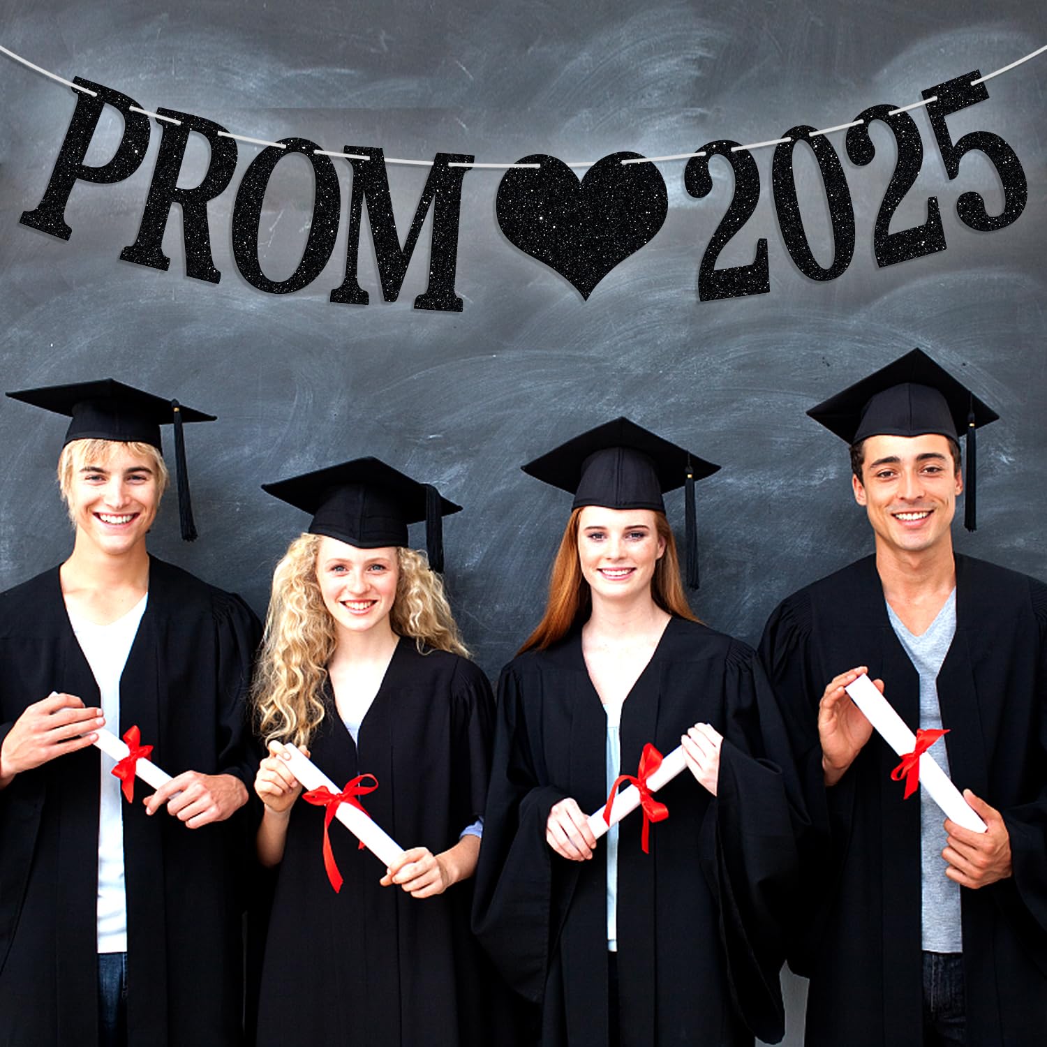 Pink Glitter Prom 2025 Banner – Graduation Party Decor, Class Of 2025, Congrats Sign - View #2