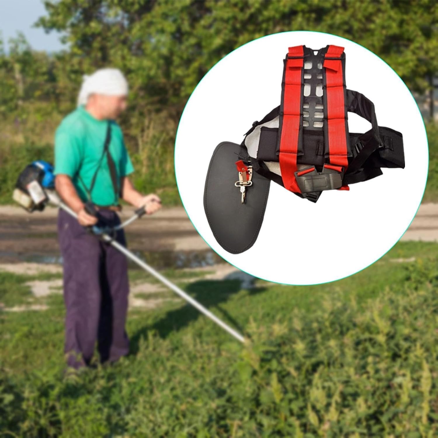 pistro Trimmer Double Shoulder Strap Universal Grass Trimmer Harness Adjustable Heavy Duty Support for Lawn Care Gardening Tools