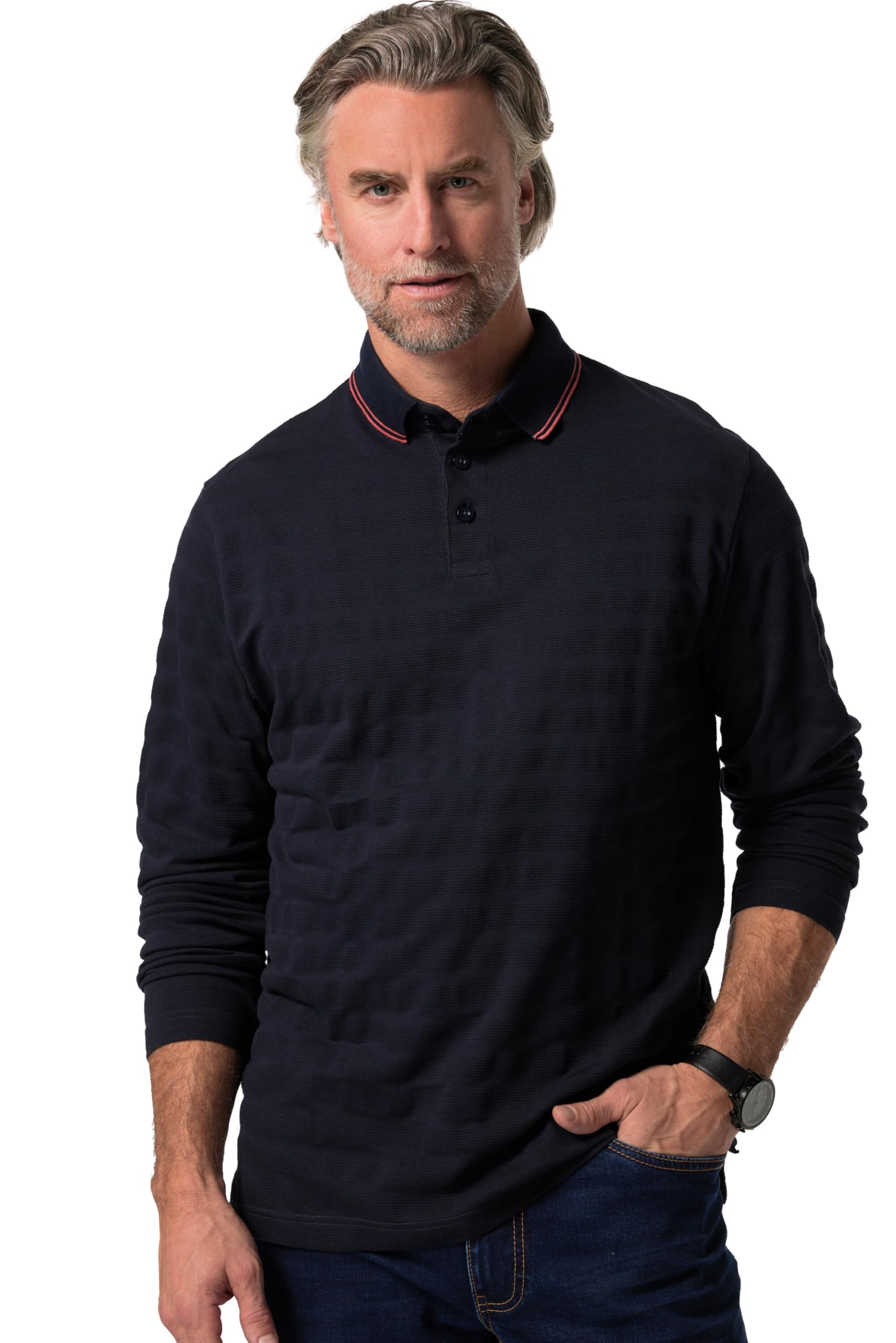 Boston Park Herren große Größen Übergrößen Menswear L-8XL Poloshirt, Langarm, Strukturjersey 836068