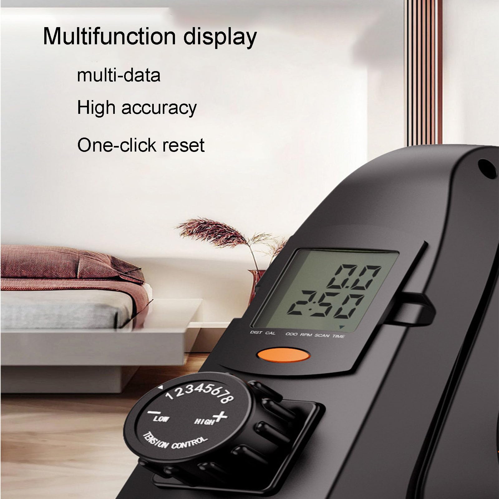 Máquina de paso con ocho ajustes de velocidad, pantalla HD multifunción, volante silencioso y estructura estable, compañero de fitness ideal para entrenamientos familiares