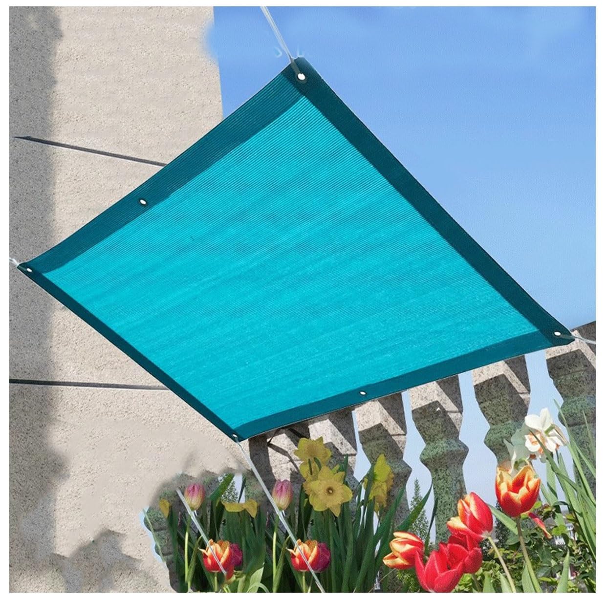 Schaduwnet voor de tuin, 2 x 3 m, met ringen, 90% -95% UV