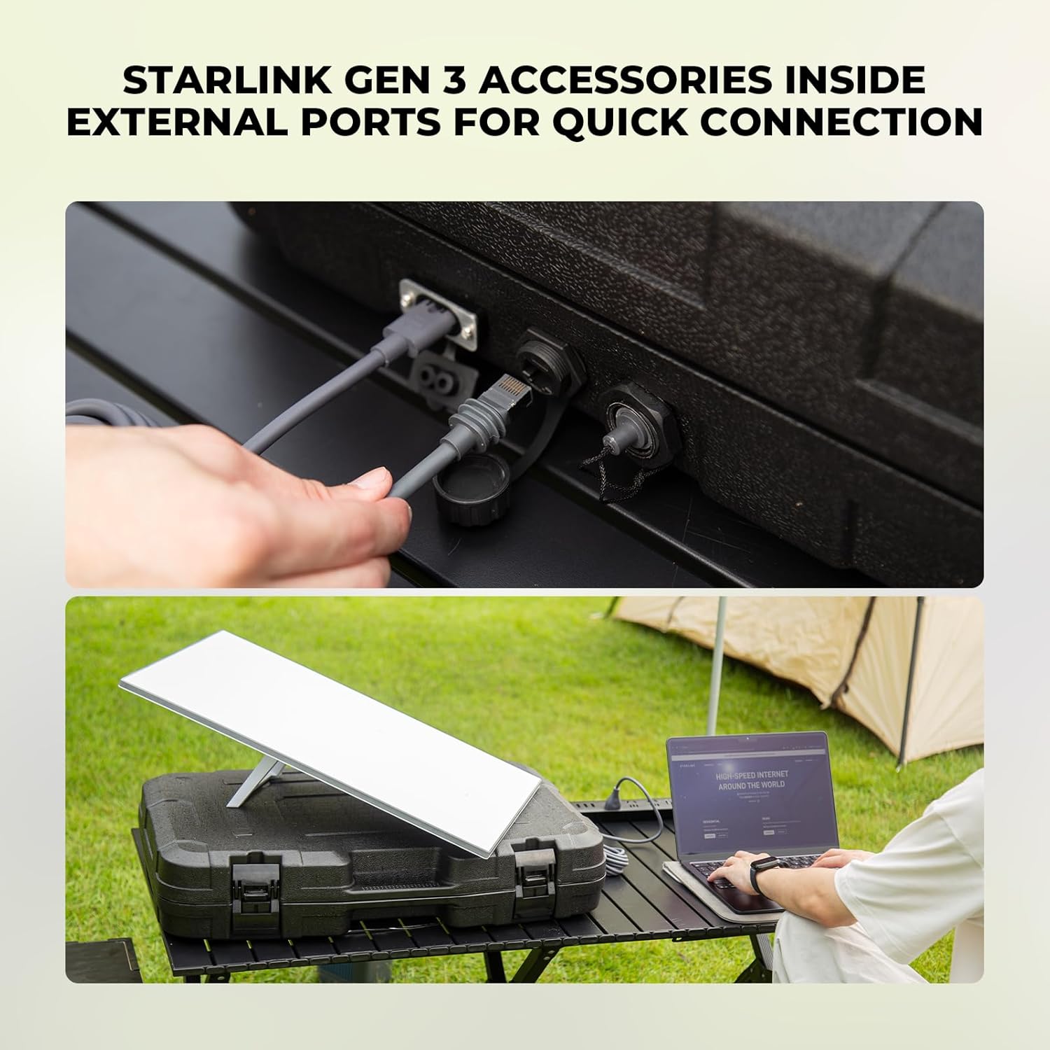 Plug & Play Storage Case for Starlink Standard Gen 3 with Built-in 195W Power Supply and External Ports (RJ45/DC/AC), Heavy Duty Protective Hard Case for Dish, Router and Power Supply