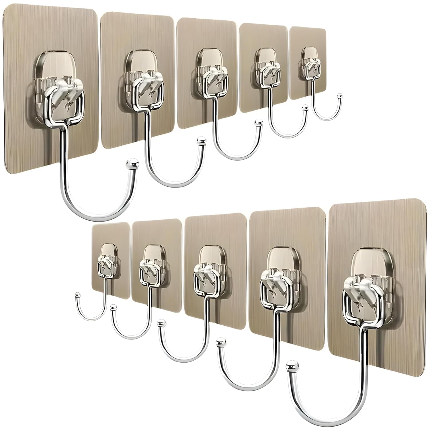 Large Adhesive Wall Hook Heavy Duty Wall Hanger Hooks for Hanging Without Drill | Waterproof, Rustproof Wall Stick Hooks for Kitchen, Bathroom, Home & Office Use (Pack of 10)-image-3