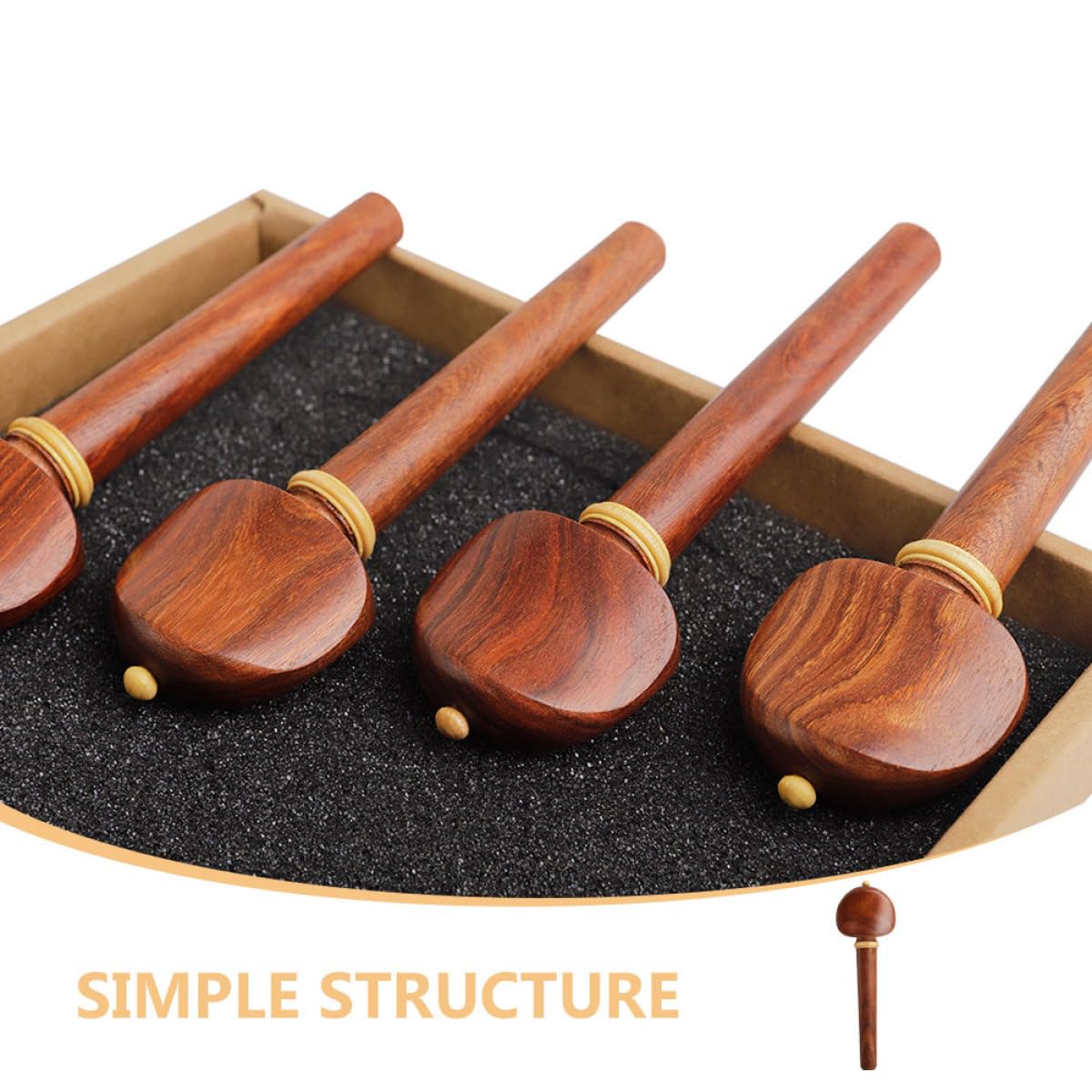 ELAYARD 4 pezzi piroli di accordatura in legno naturale per violoncello con manopola antiscivolo, accessori di ricambio resistenti e finemente lavorati per musicisti e studenti di violoncello