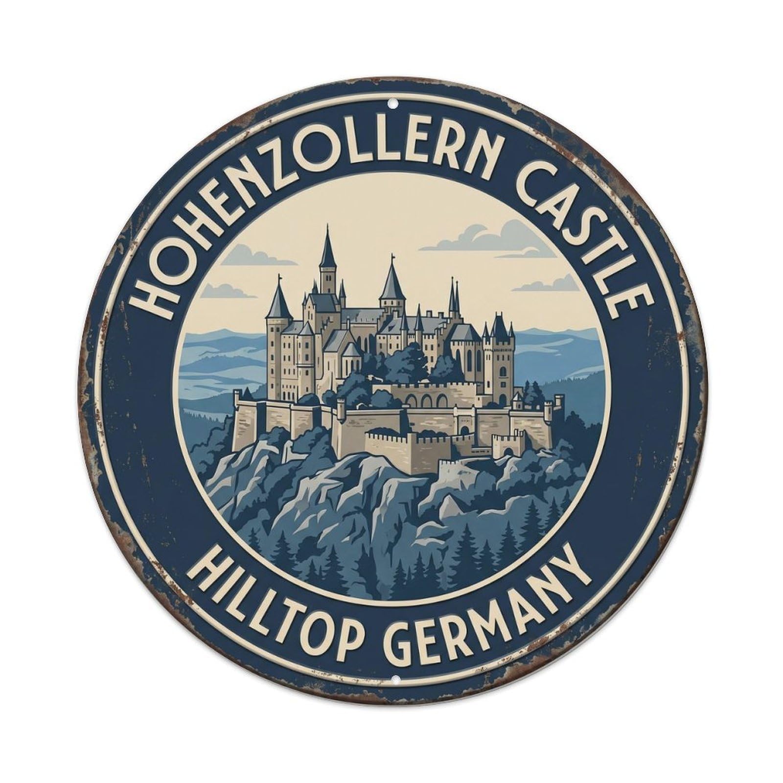 Hohenzollern Castle Hilltop Germany Fortress Metal Tin Sign