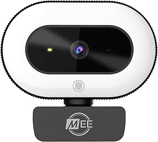 MEE audio CL8A 1080p HD Webcam with Ring Light, Microphone, Autofocus, Low Light Correction, 360° Rotation; USB Streaming Web Camera for Video Calling via Zoom/Skype on Computer PC Mac Laptop Desktop