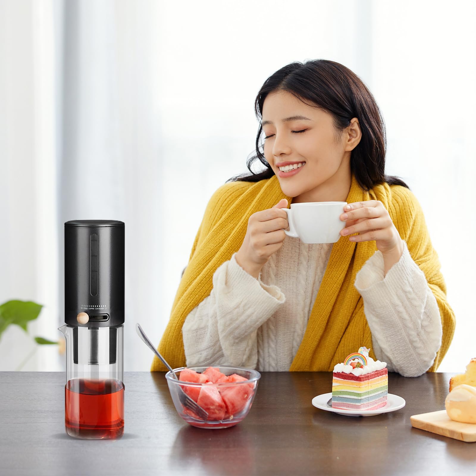 Cold Brew Coffee Maker, macchine da caffè per caffè Cold Brew Coffee e tè freddo, macchine da caffè gocciolante, velocità di estrazione a freddo regolabile, viene fornito con 100 carta