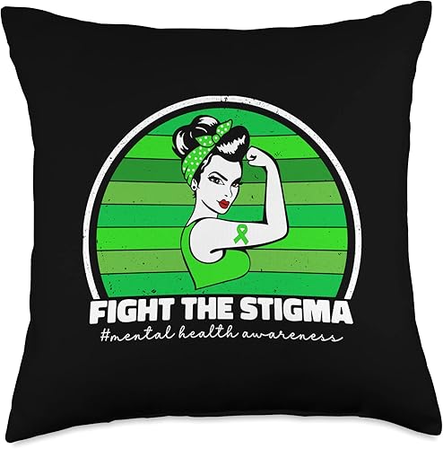 Mental Health Awareness Month Designs Co. Fight The Stigma Mental Health Awareness Lime Green Advocate Throw Pillow, 18x18, Multicolor Mental Health Awareness Month Designs Co. Fight The Stigma Mental Health Awareness Lime Green Advocate Throw Pillow, 18x18, Multicolor