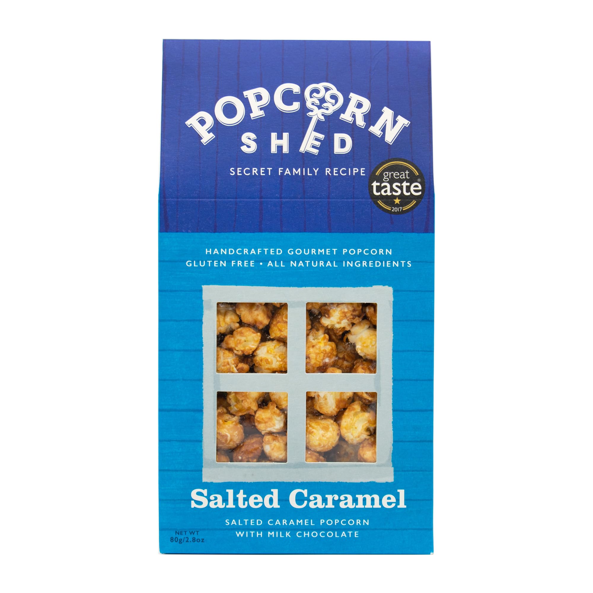 Popcorn Shed Salted Caramel Gourmet Popcorn (1 x 80g) - Salted Caramel Gourmet Popcorn with Belgian Milk Chocolate, Easy & Low Calorie Snack, Perfect for Parties, Movie Nights & Gifting