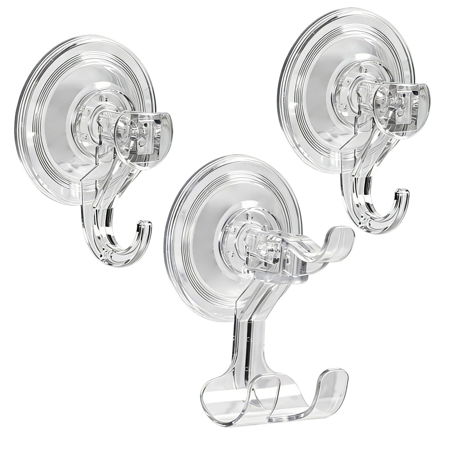 HENYGEN Multipurpose Clear Suction Cup Hooks Heavy Duty Bathroom Kitchen for Shower Tiles Glass Metal Surfaces Kitchen Storage Slip Bathroom Space Saving