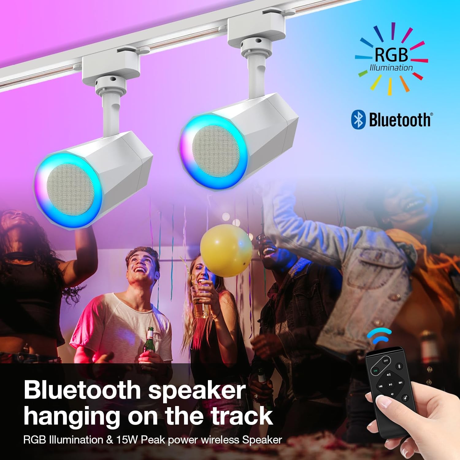 Gsou RGB Track Light Bluetooth Speakers, H Type Track Head/Rotatable/Plug in, Color Changing Lights, RGB Track Lighting Fixtures Ceiling Speaker for Smart TV, Home,Kitchen,Karaoke,Game,Macy’s Store