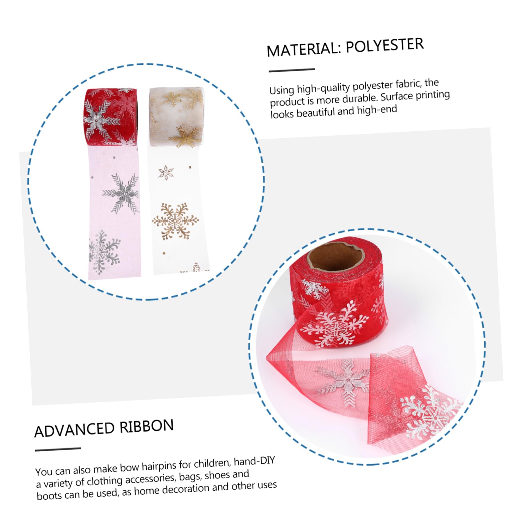 Beavorty 3 Juegos De Rollos De Cinta De Organza Con Forma De De Nieve Para 25 Yardas Malla Decorativa Para Envolver Proyectos De Manualidades Navideñas 2 Piezas X 3