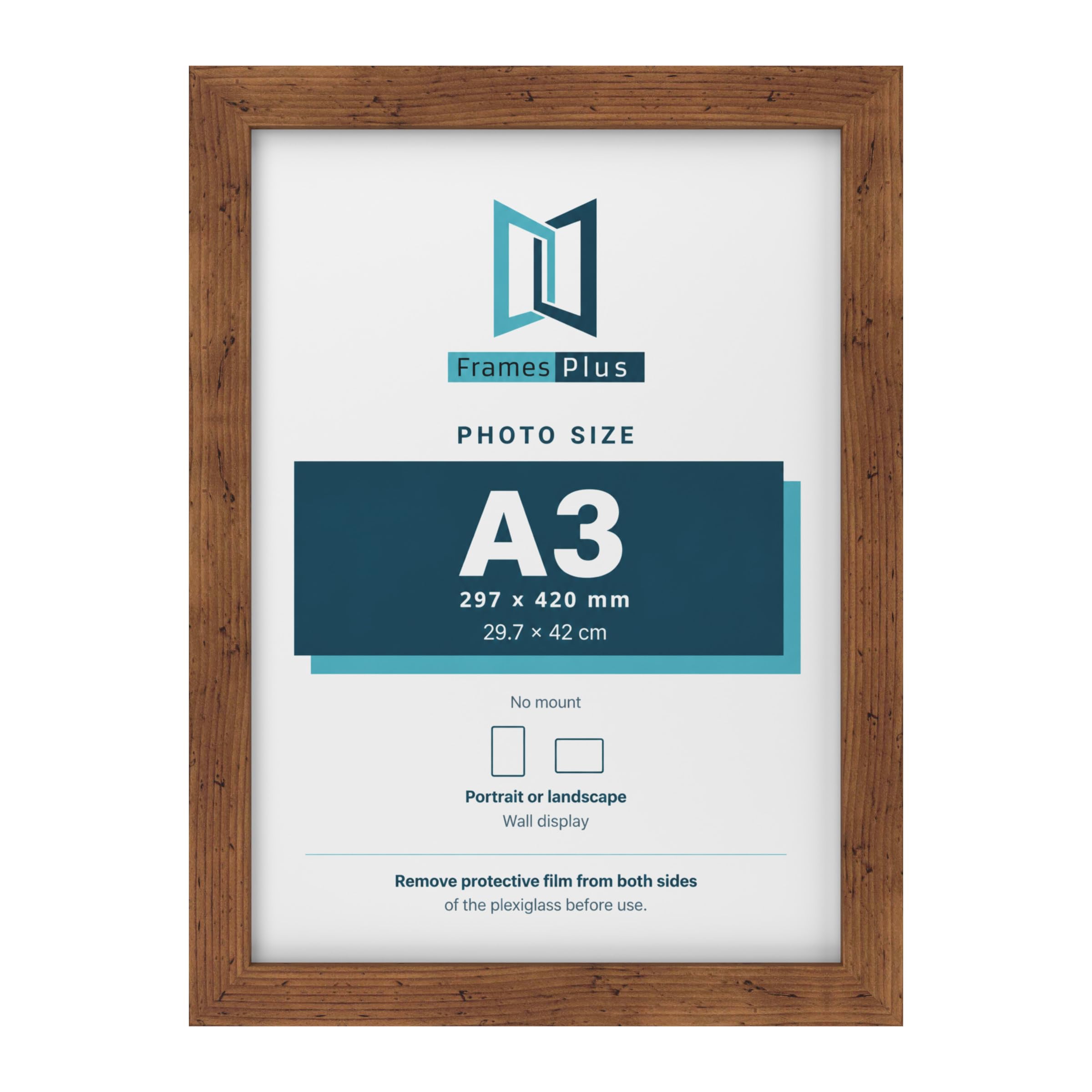 FramesPlus A3 Picture Frame, Rustic, Modern Photo Frame for Wall