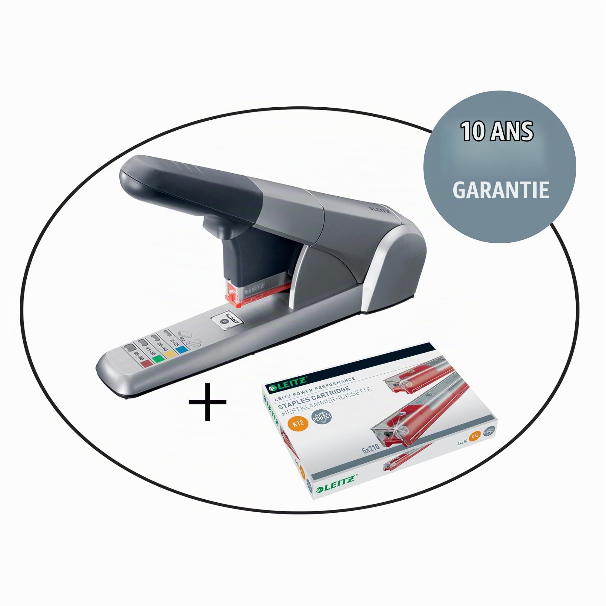 Leitz Power Performance Cassettes d'Agrafes Heavy Duty K12 Galvanisé, Boîte de 5 Cassettes, 5 x 210 Agrafes, 55940000