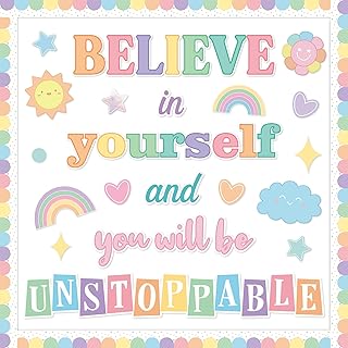 Believe in Yourself Bulletin Board Set Pastel Positive Saying Classroom ...
