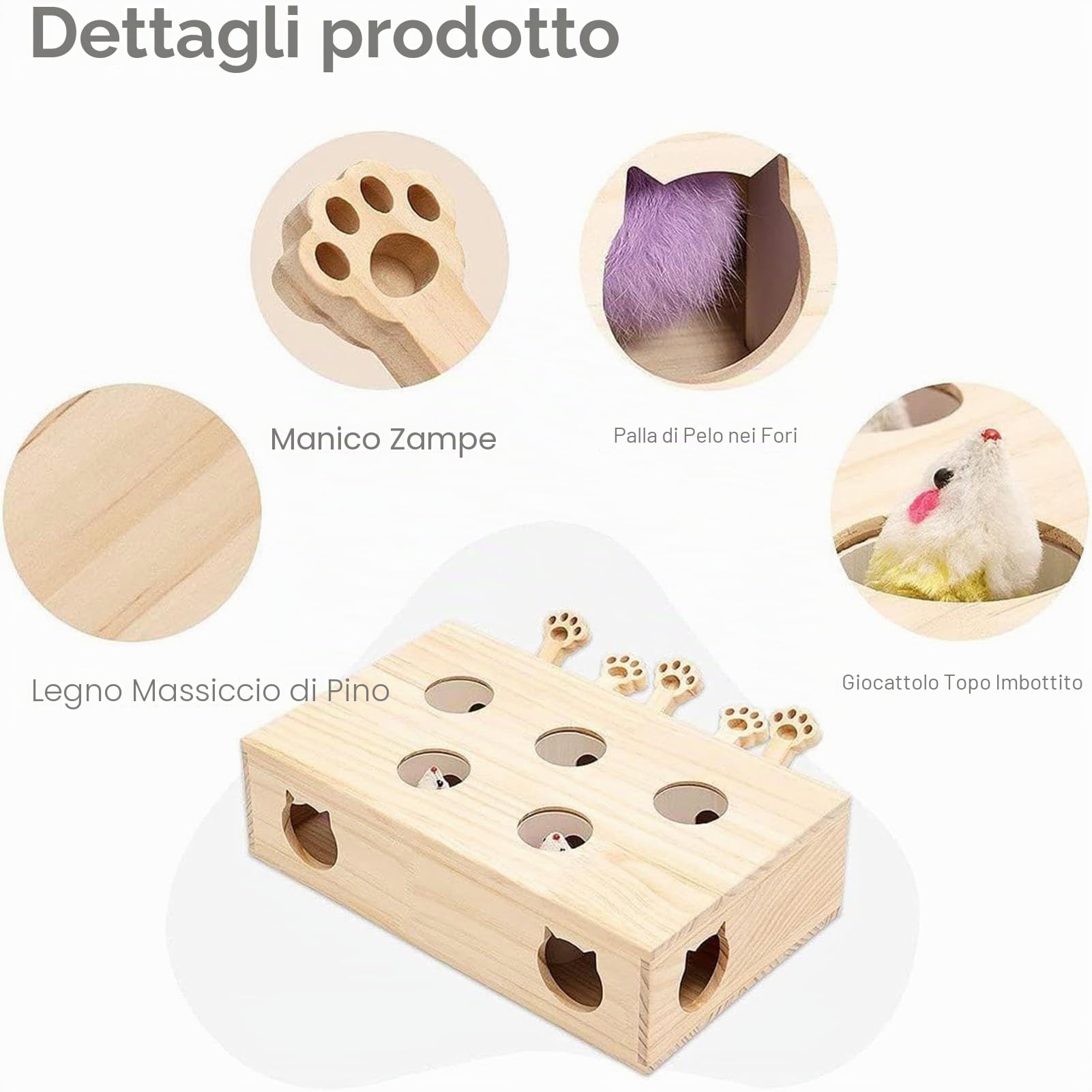Gioco interattivo per gatti, in legno, per la caccia, per soggiorno, camera da letto o balcone