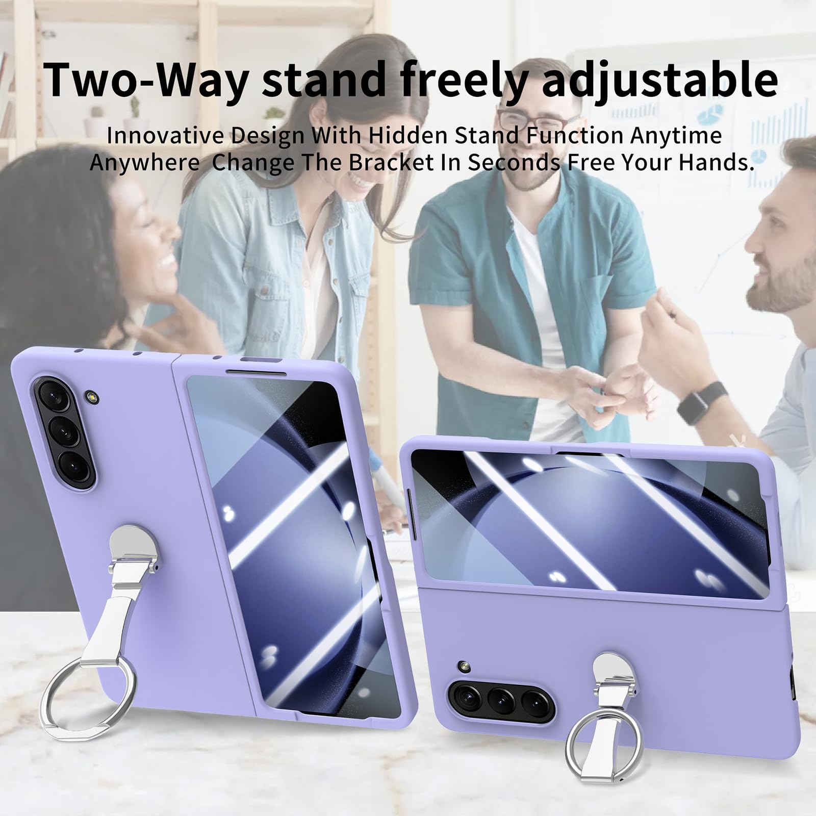 Dünne Hülle für Samsung Galaxy Z Fold 8 Ultra, Gefrostet Schutzhülle | Displayschutz Glas, Drehbar Metall Ring Ständer, Hart PC Handyhülle
