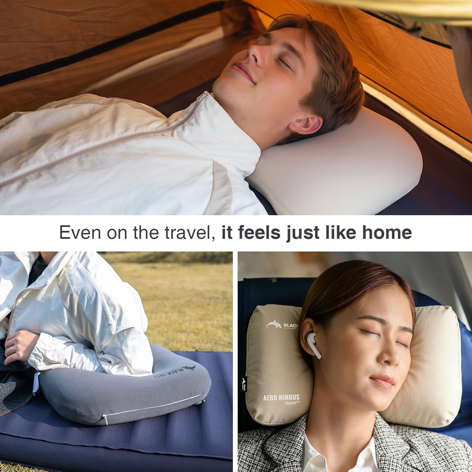 Camping Pillow with 2PC Removable Cover, Inflatable Memory Foam Travel Pillows Backpacking Pillow for Outdoor Camp, Travel, Hiking (Deep Gray)