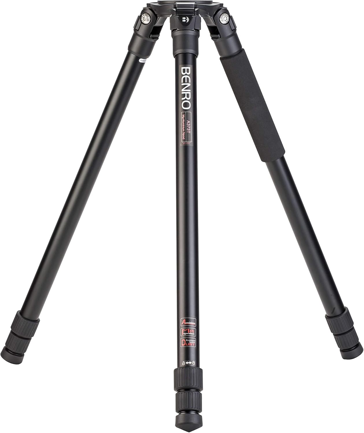 Benro Aluminum Single-Tube Video Tripod with 75 mm Bowl, Twist-Lock Legs, Rubber/Spiked Feet & Carrying Case — Professional Support for 55 lb Payload (A373T)