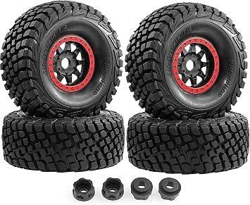 fujita 4PCS 1/8 RC Short Course Truck Tires and Wheels 17mm Hex 1/7 All Terrain Off Road Tyres 135MM OD for 17 18 RC Buggy Truck Car HSP TRAXXAS UDR FS FSR Atom ARRMA Mojave EXB YK4072 DF7