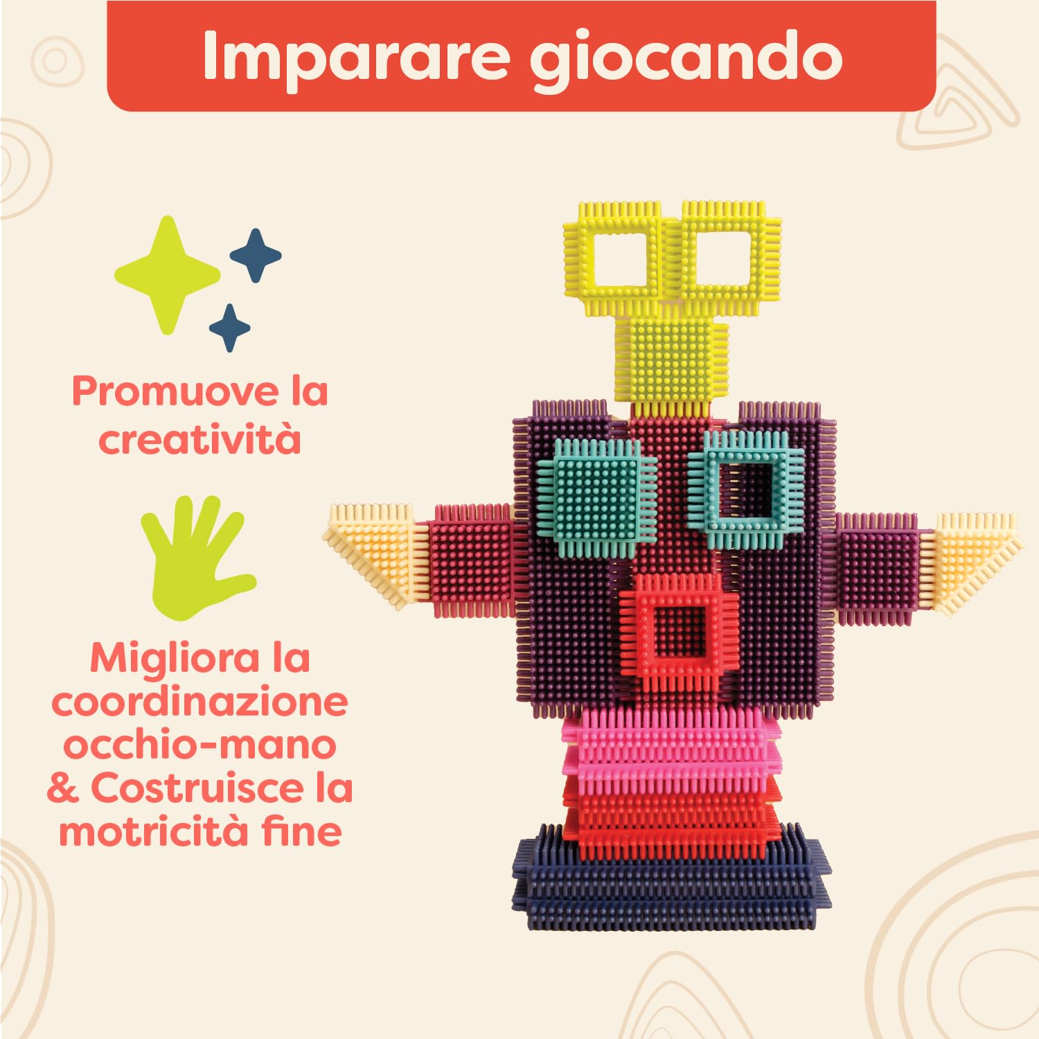 B. toys Bristle Blocks Stackadoos, blocchi impilabili con custodia