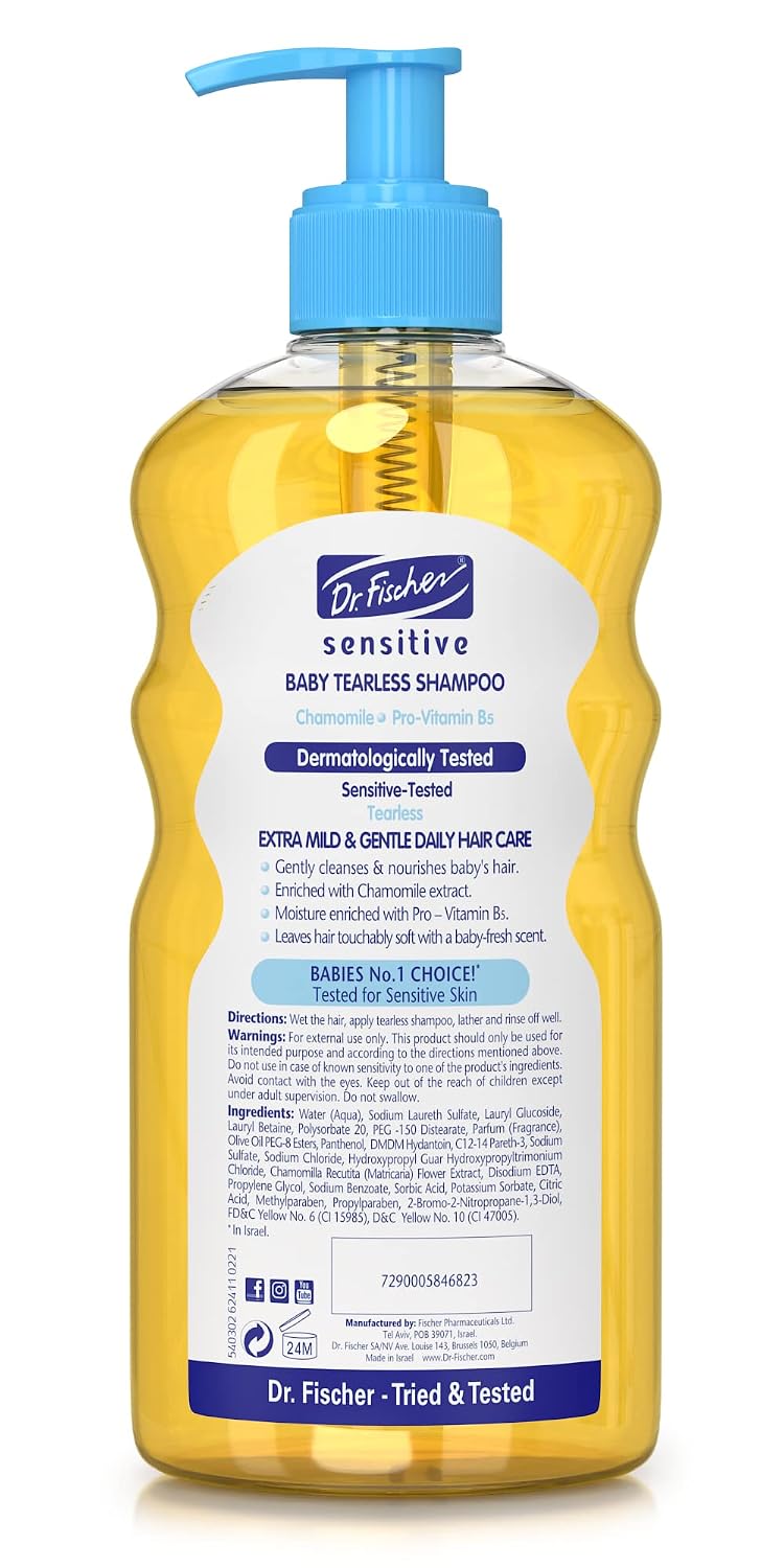 Dr. Fischer Newborn & Baby Essentials Shampoo. Tear-Free, Hypoallergenic, Gentle Hair & Scalp Natural Chamomile and Vitamin B5.16.9Oz