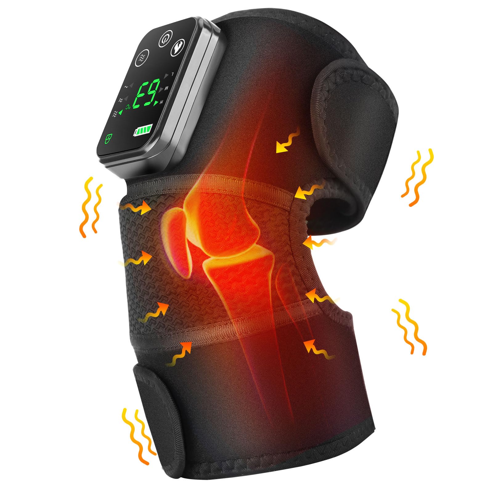 Knee Massager Joint Pain Relief 3-in-1 Cordless Knee Heat Pads for Pain Relief 3-Intensity Vibration with Temperature Control Knee Warmers Suitable for Elbow and Shoulder as Well (Black)-image-20