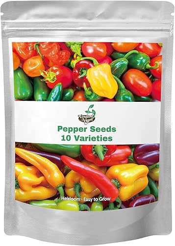 Más de 600 semillas de pimiento, semillas de vegetales autóctonas para plantar interior y exterior, kit de jardín con 10 variedades de semillas de
