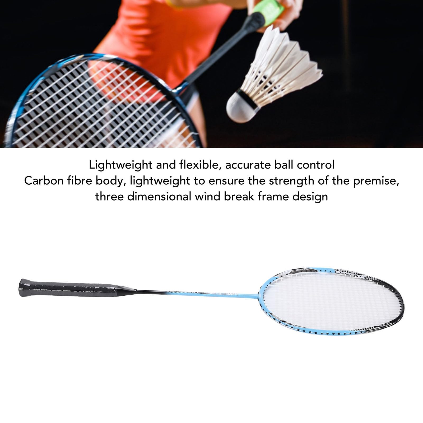 Racchette da badminton SustVita interamente in fibra di carbonio con 3 volani per il gioco ricreativo e l'allenamento con un giunto a T stabile per una maggiore durata Set da 2