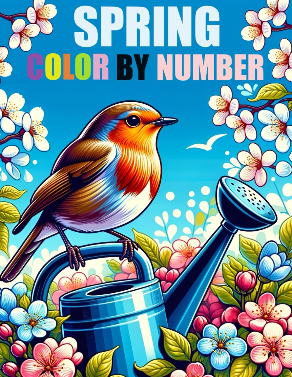 Spring Season Color By Number Adult Coloring Book: Large Print Simple Color By Numbers Spring Flowers, Animals, Easter and More