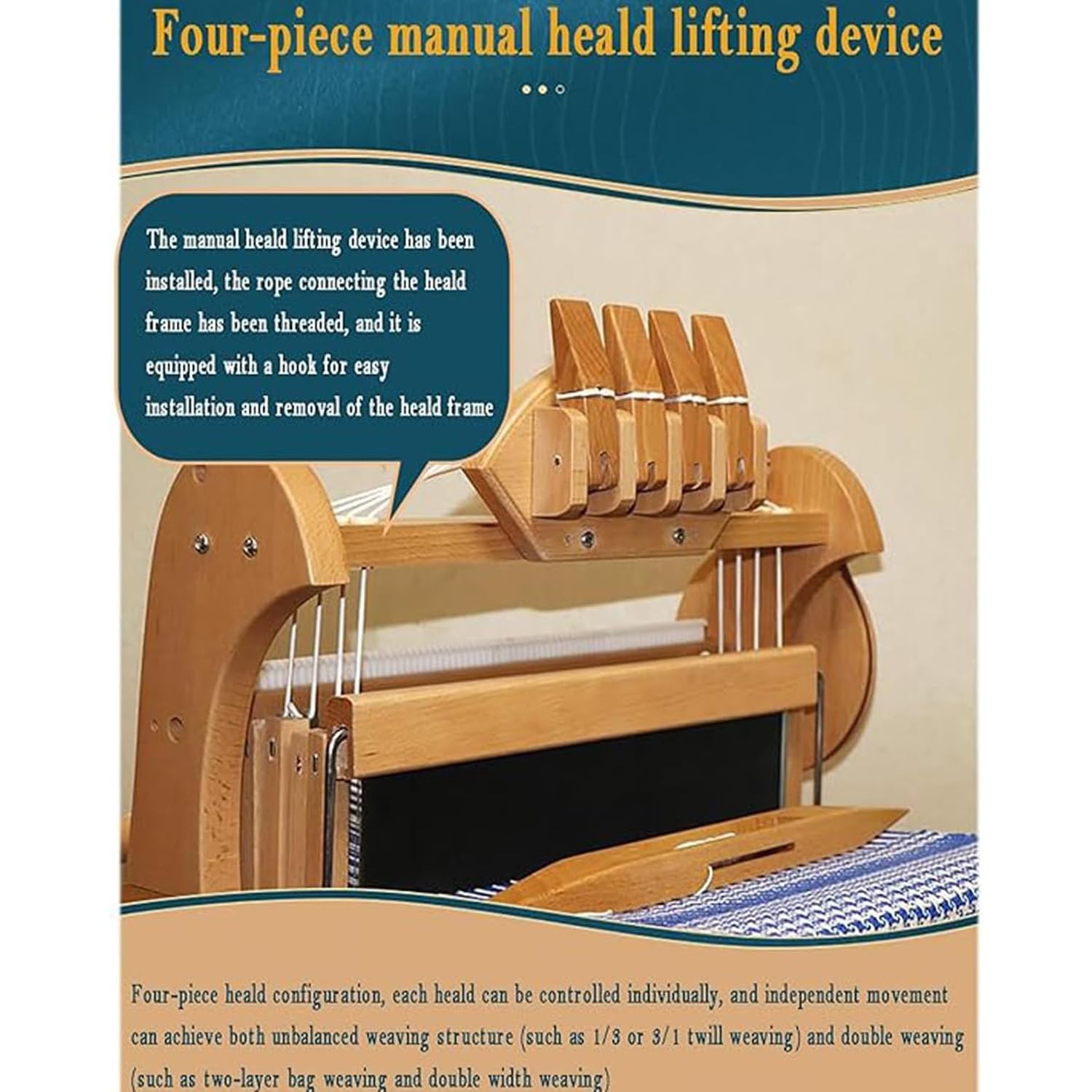 Telar Manual De 4 Arneses, Máquina De Tejer De Escritorio Plegable, con Marco De Urdimbre Pequeño, Trinquete De Trinquete, Bobinadora Multifuncional, Ancho Máximo De Tejido 30 Cm