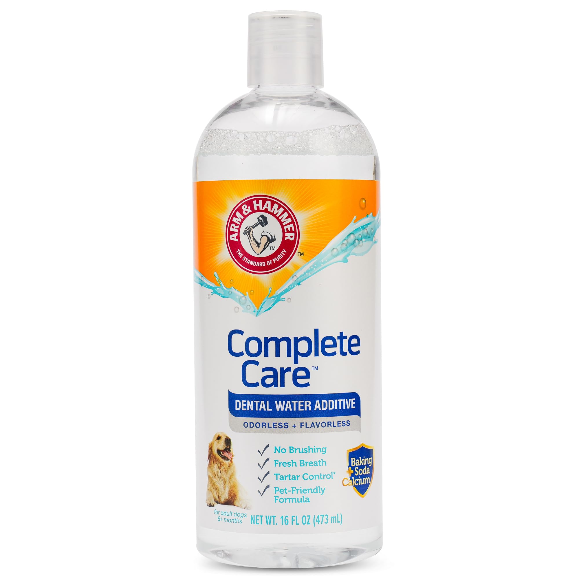 Arm & Hammer Complete Care Fresh Dental Water Additive for Dogs, 16 Fl Oz - Flavorless Mouth Wash, Rinse for Bad Breath, Pet Dental Care
