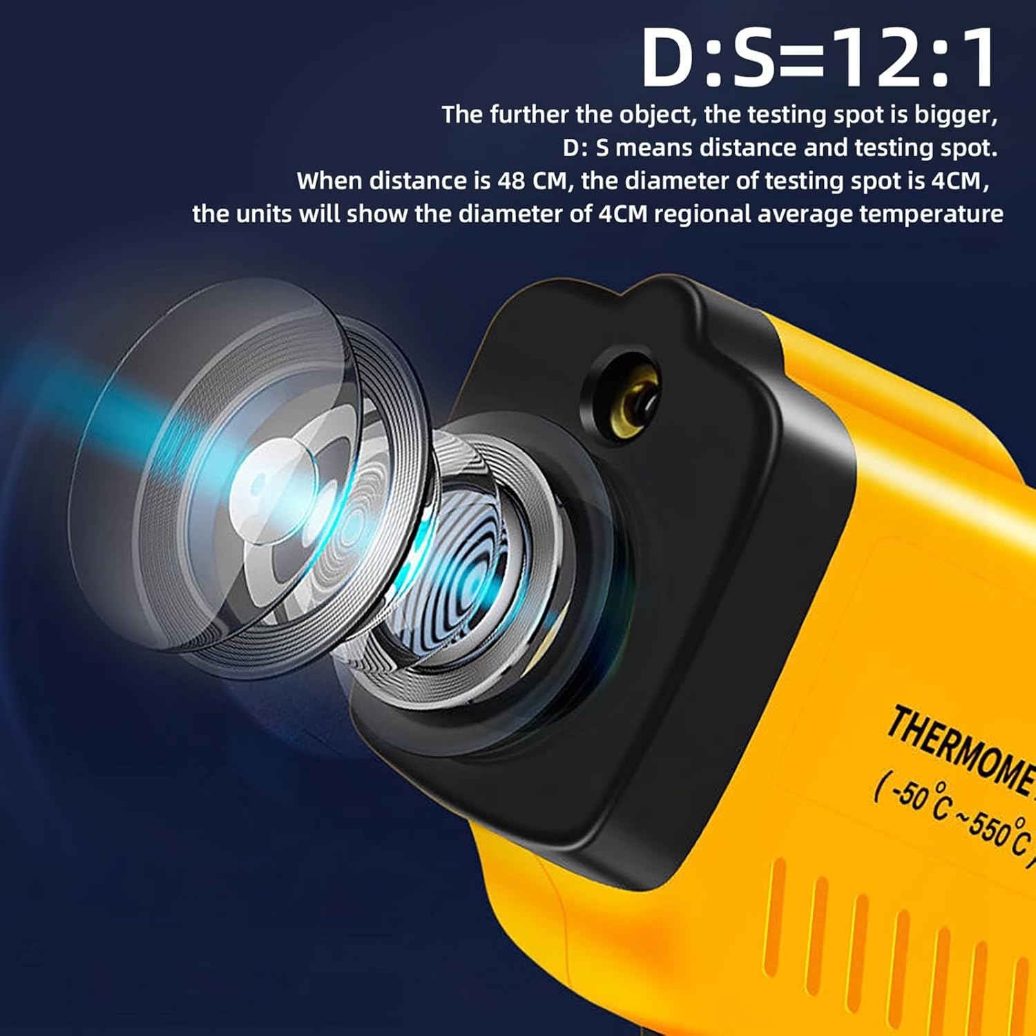 Infrared Thermometer Non-Contact IR Digital Pyrometer Temperature Meter Gun Point -50~550 Degree + Alarm + Color