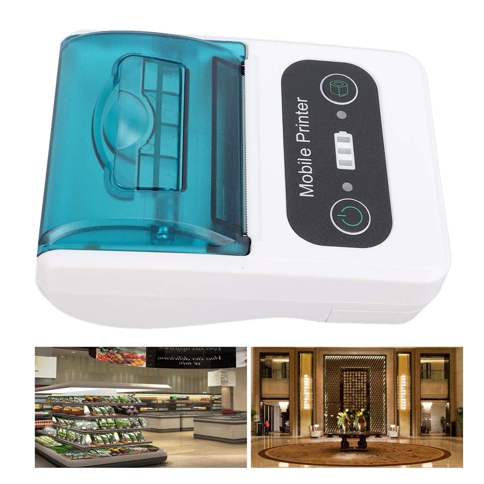 Impresora Térmica de Recibos, Diseño Portátil, Velocidad de Impresión Rápida, Impresora Pequeña de 58 Mm para Restaurantes y Tiendas Minoristas (Verde Blanco)