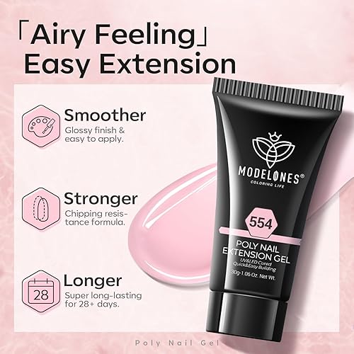 Miniatura 11 de Modelones - Kit de polygel de uñas de 1 onza líquida, 2 unidades, transparente, marrón, con líquido de polygel, kit de iniciación profesional