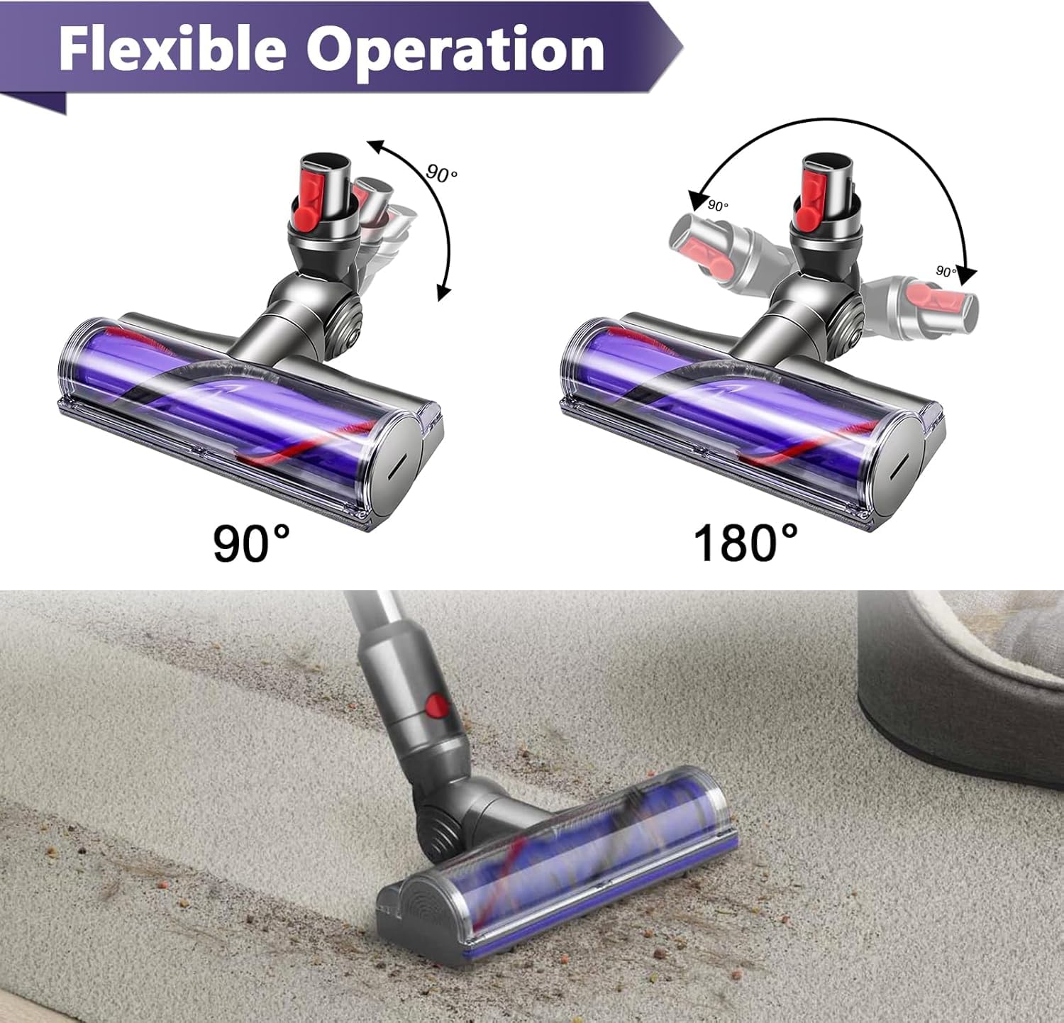 Spazzola elettrica per Dyson V12 Detect Slim e V10 Digital Slim con azionamento diretto sostituibile pulitore e bocchetta turbina, testa elettrica per pavimenti in legno duro e tappeti